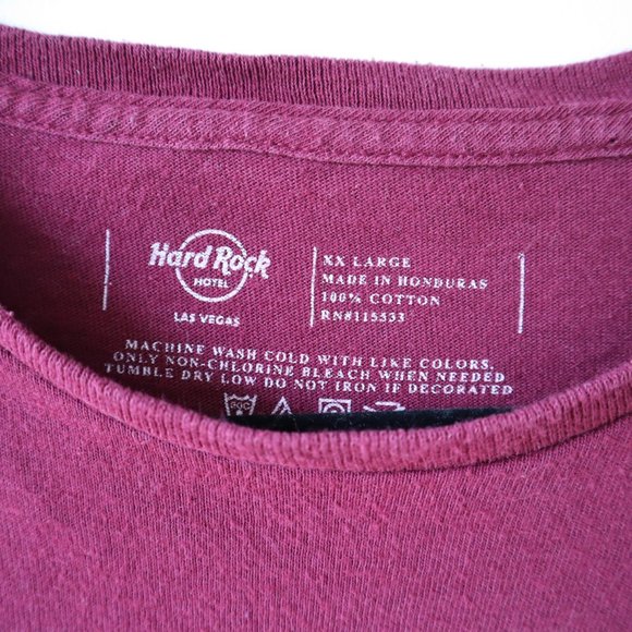 Hard Rock Hotel Las Vegas Maroon T Shirt, Size XX Large - Picture 4 of 9